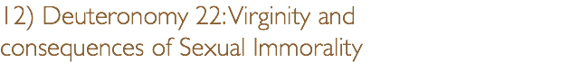 12) Deuteronomy 22: Virginity and consequences of Sexual Immorality 